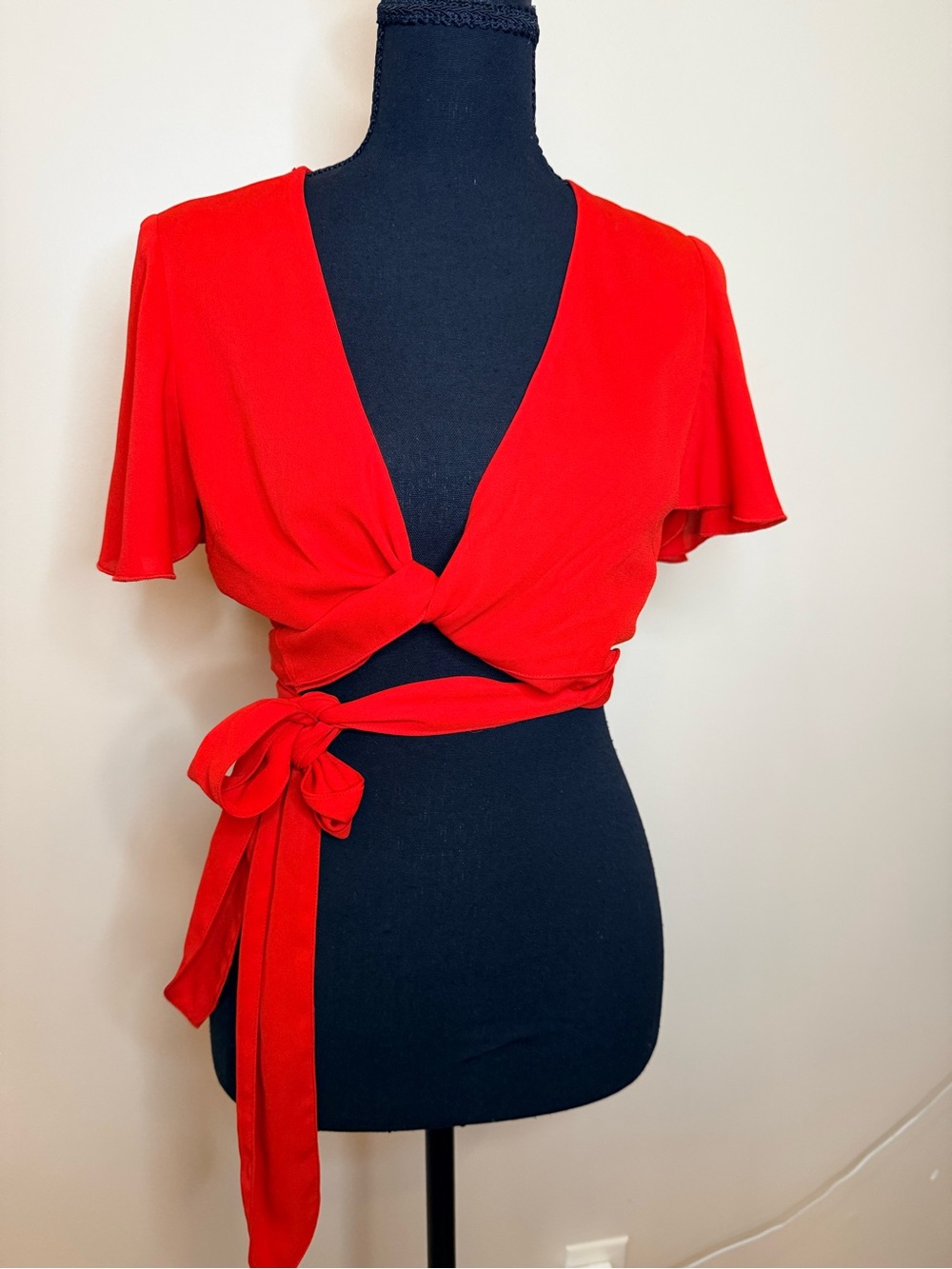 Show Me Your MuMu Crimson Wrap Tie-Front Crop Top women’s red